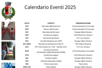 Calendario eventi 2025